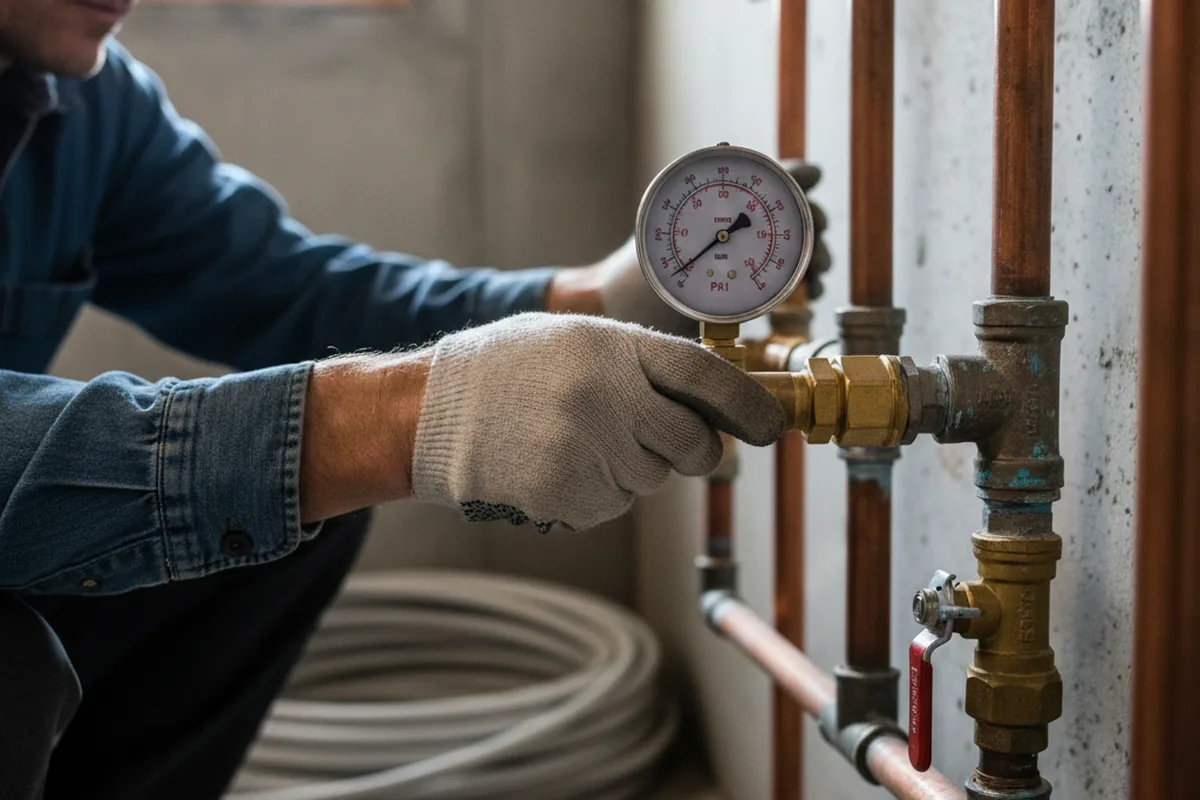 Pressure testing a repaired line during Water Line Repair in San Lorenzo